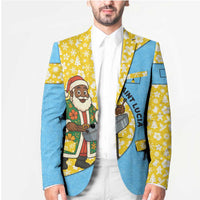 Saint Lucia Christmas Blazer with Steelpan Santa Floral Pattern and Flag - Wonder Print Shop