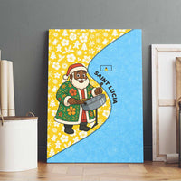 Saint Lucia Christmas Canvas Wall Art with Steelpan Santa Floral Pattern and Flag - Wonder Print Shop
