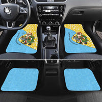 Saint Lucia Christmas Car Mats with Steelpan Santa Floral Pattern and Flag - Wonder Print Shop