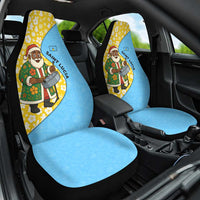Saint Lucia Christmas Car Seat Cover with Steelpan Santa Floral Pattern and Flag - Wonder Print Shop