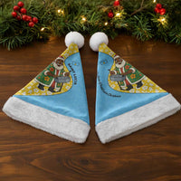 Saint Lucia Christmas Santa Hat with Steelpan Santa Floral Pattern and Flag - Wonder Print Shop