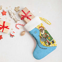 Saint Lucia Christmas Stocking with Steelpan Santa Floral Pattern and Flag - Wonder Print Shop