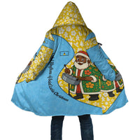 Saint Lucia Christmas Cloak with Steelpan Santa Floral Pattern and Flag - Wonder Print Shop