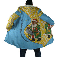 Saint Lucia Christmas Cloak with Steelpan Santa Floral Pattern and Flag - Wonder Print Shop