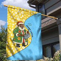 Saint Lucia Christmas Garden Flag with Steelpan Santa Floral Pattern and Flag - Wonder Print Shop