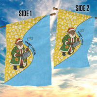 Saint Lucia Christmas Garden Flag with Steelpan Santa Floral Pattern and Flag - Wonder Print Shop