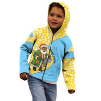 Saint Lucia Christmas Kid Hoodie with Steelpan Santa Floral Pattern and Flag - Wonder Print Shop