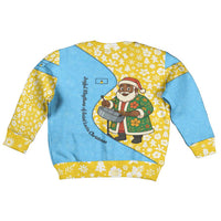 Saint Lucia Christmas Kid Ugly Christmas Sweater with Steelpan Santa Floral Pattern and Flag - Wonder Print Shop