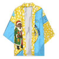 Saint Lucia Christmas Kimono with Steelpan Santa Floral Pattern and Flag - Wonder Print Shop