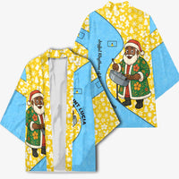 Saint Lucia Christmas Kimono with Steelpan Santa Floral Pattern and Flag - Wonder Print Shop