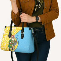 Saint Lucia Christmas Leather Bag with Steelpan Santa Floral Pattern and Flag - Wonder Print Shop