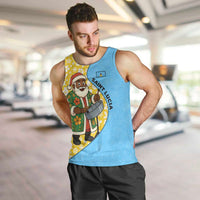 Saint Lucia Christmas Men Tank Top with Steelpan Santa Floral Pattern and Flag - Wonder Print Shop