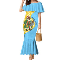 Saint Lucia Christmas Mermaid Dress with Steelpan Santa Floral Pattern and Flag - Wonder Print Shop