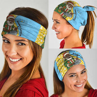 Saint Lucia Christmas Neck Gaiter with Steelpan Santa Floral Pattern and Flag - Wonder Print Shop