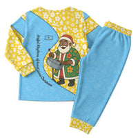 Saint Lucia Christmas Pajama Set with Steelpan Santa Floral Pattern and Flag - Wonder Print Shop