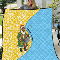Saint Lucia Christmas Quilt with Steelpan Santa Floral Pattern and Flag - Wonder Print Shop