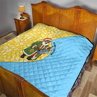 Saint Lucia Christmas Quilt with Steelpan Santa Floral Pattern and Flag - Wonder Print Shop