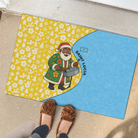 Saint Lucia Christmas Rubber Doormat with Steelpan Santa Floral Pattern and Flag - Wonder Print Shop