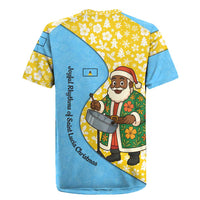 Saint Lucia Christmas Rugby Jersey with Steelpan Santa Floral Pattern and Flag - Wonder Print Shop