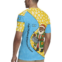 Saint Lucia Christmas Rugby Jersey with Steelpan Santa Floral Pattern and Flag - Wonder Print Shop