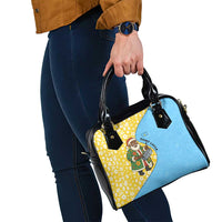 Saint Lucia Christmas Shoulder Handbag with Steelpan Santa Floral Pattern and Flag - Wonder Print Shop