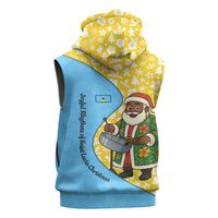 Saint Lucia Christmas Sleeveless Zip Hoodie with Steelpan Santa Floral Pattern and Flag - Wonder Print Shop