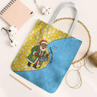 Saint Lucia Christmas Tote Bag with Steelpan Santa Floral Pattern and Flag - Wonder Print Shop