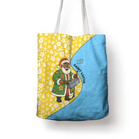 Saint Lucia Christmas Tote Bag with Steelpan Santa Floral Pattern and Flag - Wonder Print Shop
