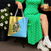 Saint Lucia Christmas Tote Bag with Steelpan Santa Floral Pattern and Flag - Wonder Print Shop