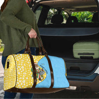 Saint Lucia Christmas Travel Bag with Steelpan Santa Floral Pattern and Flag - Wonder Print Shop