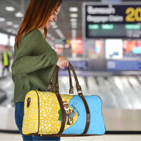 Saint Lucia Christmas Travel Bag with Steelpan Santa Floral Pattern and Flag - Wonder Print Shop