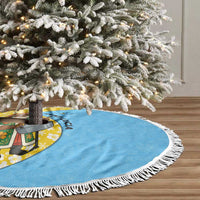 Saint Lucia Christmas Tree Skirt with Steelpan Santa Floral Pattern and Flag - Wonder Print Shop
