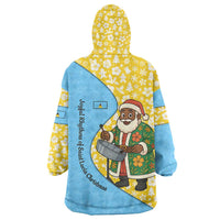 Saint Lucia Christmas Wearable Blanket Hoodie with Steelpan Santa Floral Pattern and Flag - Wonder Print Shop