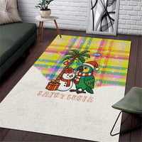 Saint Lucia Christmas Area Rug with Parrot Palm Tree Snowman and Plaid Holiday - Wonder Print Shop