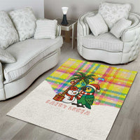 Saint Lucia Christmas Area Rug with Parrot Palm Tree Snowman and Plaid Holiday - Wonder Print Shop