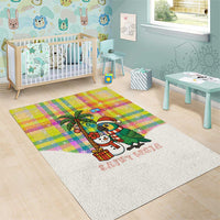 Saint Lucia Christmas Area Rug with Parrot Palm Tree Snowman and Plaid Holiday - Wonder Print Shop