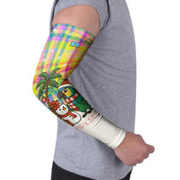 Saint Lucia Christmas Arm Sleeves with Parrot Palm Tree Snowman and Plaid Holiday - Wonder Print Shop