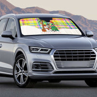 Saint Lucia Christmas Auto Sun Shade with Parrot Palm Tree Snowman and Plaid Holiday - Wonder Print Shop