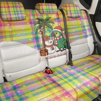 Saint Lucia Christmas Back Car Seat Cover with Parrot Palm Tree Snowman and Plaid Holiday - Wonder Print Shop