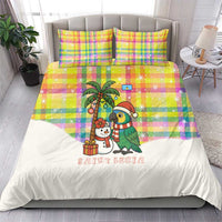 Saint Lucia Christmas Bedding Set with Parrot Palm Tree Snowman and Plaid Holiday - Wonder Print Shop