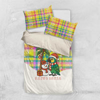 Saint Lucia Christmas Bedding Set with Parrot Palm Tree Snowman and Plaid Holiday - Wonder Print Shop