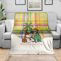 Saint Lucia Christmas Blanket with Parrot Palm Tree Snowman and Plaid Holiday - Wonder Print Shop