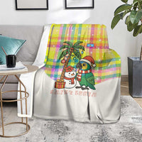Saint Lucia Christmas Blanket with Parrot Palm Tree Snowman and Plaid Holiday - Wonder Print Shop
