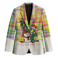 Saint Lucia Christmas Blazer with Parrot Palm Tree Snowman and Plaid Holiday - Wonder Print Shop