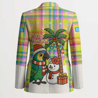Saint Lucia Christmas Blazer with Parrot Palm Tree Snowman and Plaid Holiday - Wonder Print Shop