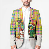 Saint Lucia Christmas Blazer with Parrot Palm Tree Snowman and Plaid Holiday - Wonder Print Shop
