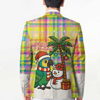 Saint Lucia Christmas Blazer with Parrot Palm Tree Snowman and Plaid Holiday - Wonder Print Shop