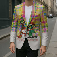 Saint Lucia Christmas Blazer with Parrot Palm Tree Snowman and Plaid Holiday - Wonder Print Shop