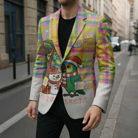 Saint Lucia Christmas Blazer with Parrot Palm Tree Snowman and Plaid Holiday - Wonder Print Shop