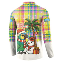 Saint Lucia Christmas Button Sweatshirt with Parrot Palm Tree Snowman and Plaid Holiday - Wonder Print Shop